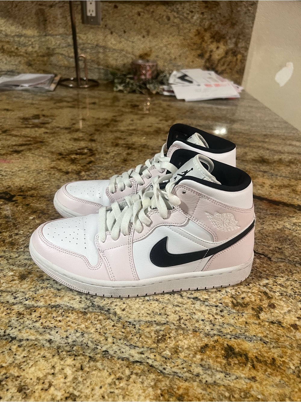 Jordan Women's Mid-Top Sneakers in Pink, White & Black